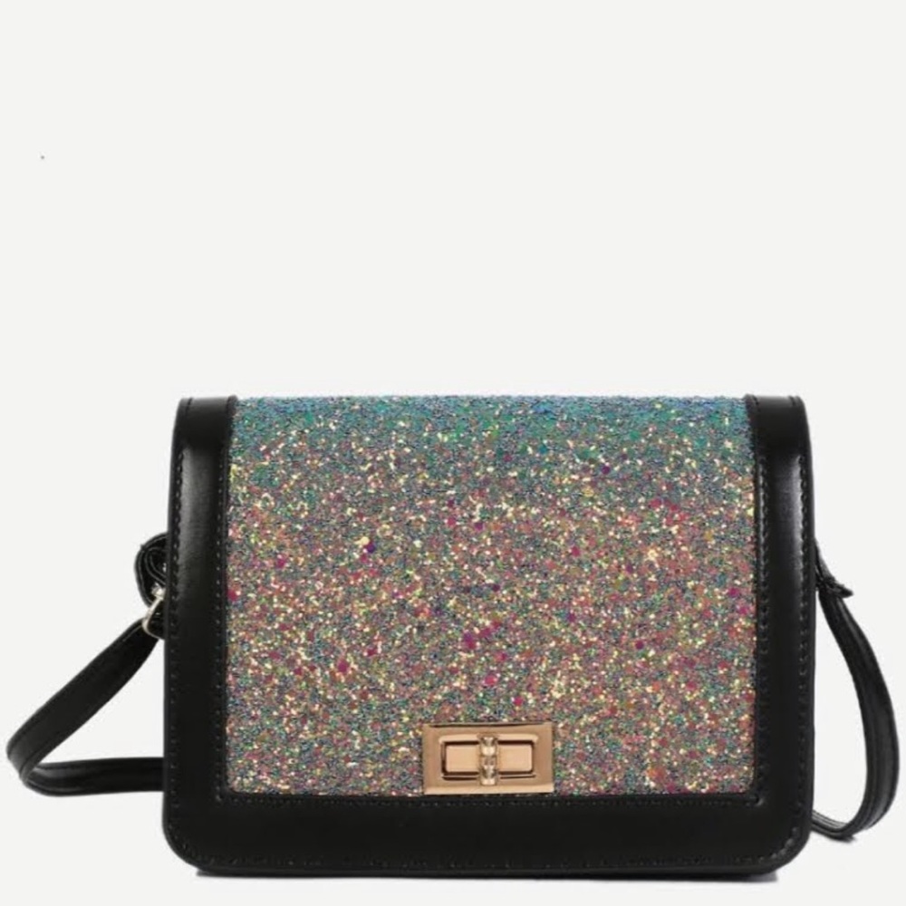 Black and Glitter Crossbody Bag